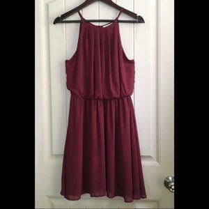 LUSH chiffon dress dark red sz large